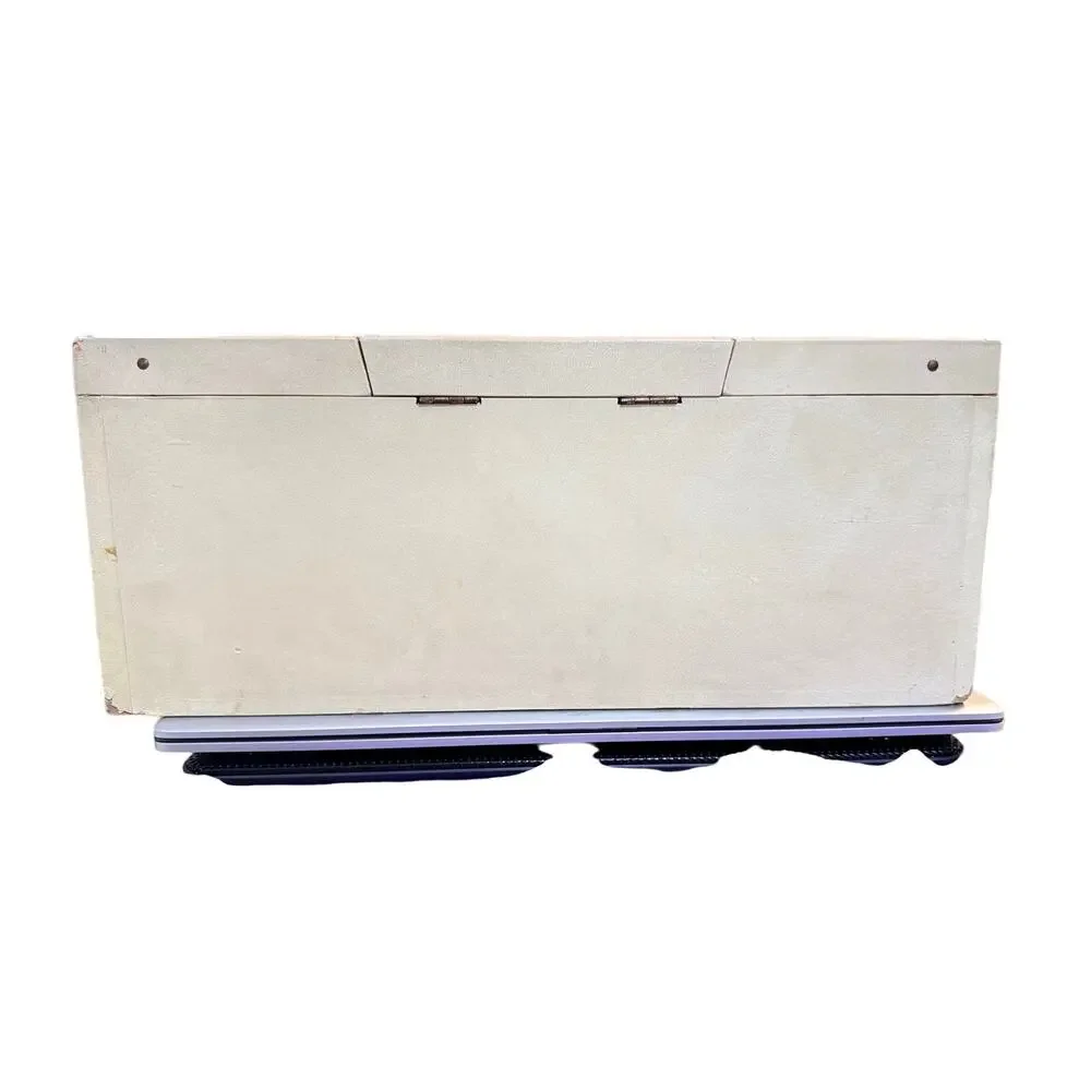 Vintage Ivory Jewelry Chest Red Velvet Mirror Locking 3 Drawer Jewelry Box Case